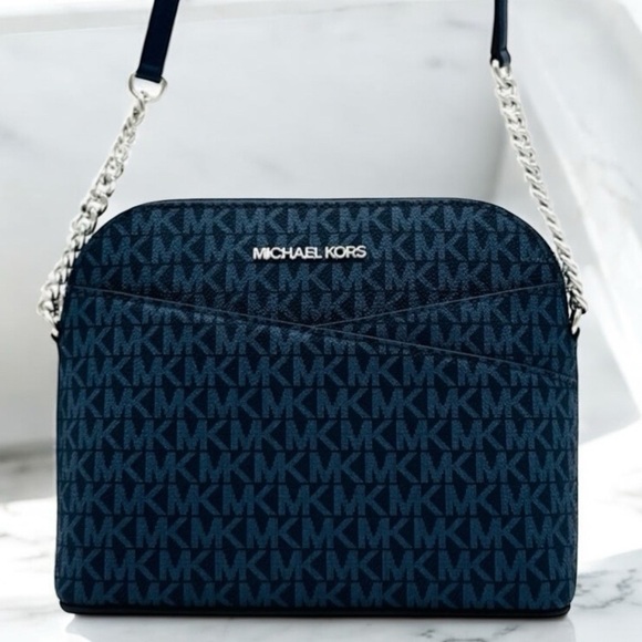 Michael Kors Medium Dome Jet Set Travel Xbody Bag Admiral Navy Blue - Picture 1 of 11